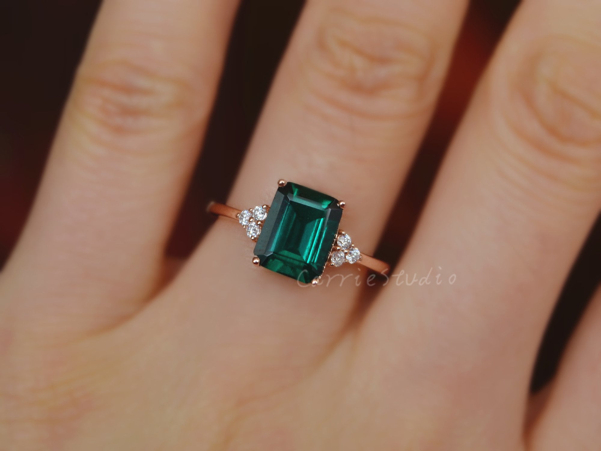 Solid 14K Gold Emerald Ring/79mm Emerald Engagement Etsy UK