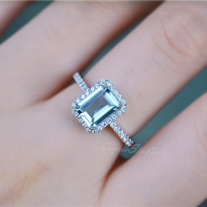 Elegant Natural Aquamarine Ring Aquamarine Engagement Ring Anniversary Ring Promise Ring Present image 7