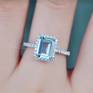 Elegant Natural Aquamarine Ring Aquamarine Engagement Ring Anniversary Ring Promise Ring Present image 6