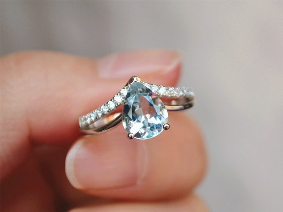 Engagement Ring Luxury Ring RingBand 925 Sterling Silver Wedding Ring Aquamarine Ring Natural Aquamarine Ring Ovel Cut Ring