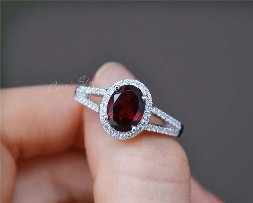 Handmade Natural Garnet Ring/ Red Garnet Engagement - Etsy