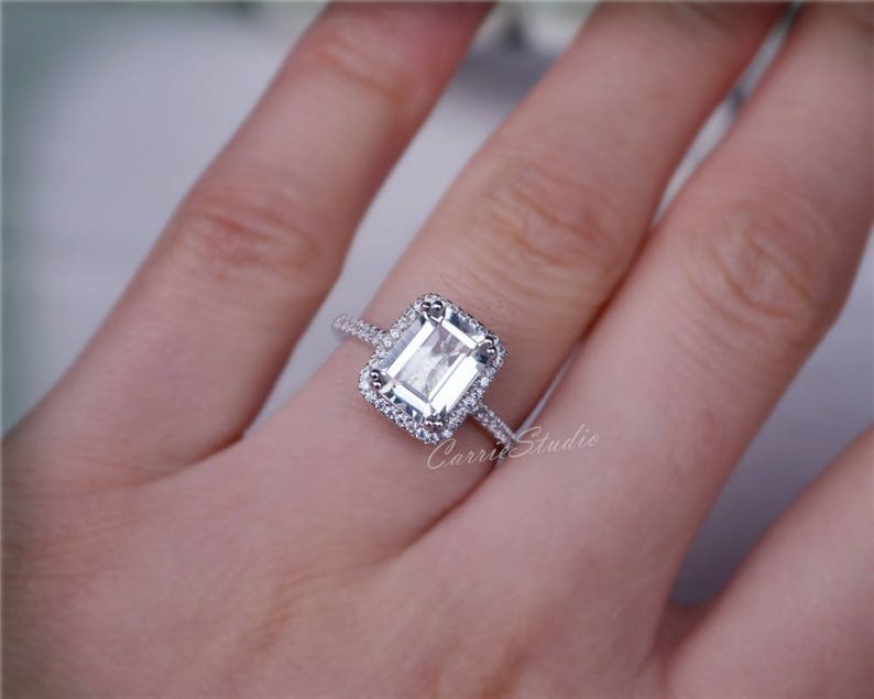 Natural White Topaz Ring Topaz Engagement Ring 925 Sterling Etsy