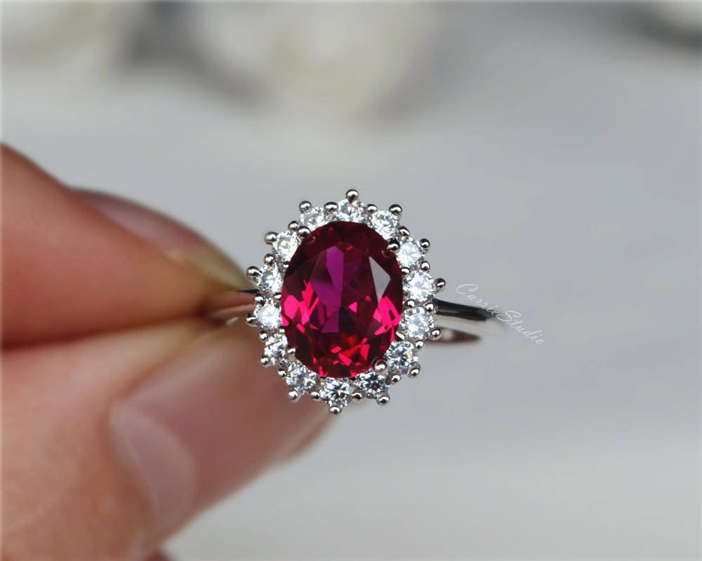 1.78ct Oval Cut Ruby and Diamond Halo Ring GR013