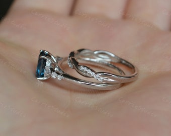 Luckyshine London Blue Topaz Silver Plated Flower Ring For Women - Lab-Created - Sizes 6-10