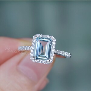 Elegant Natural Aquamarine Ring Aquamarine Engagement Ring Anniversary Ring Promise Ring Present image 4