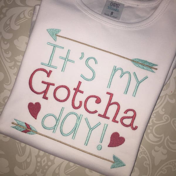 It's my gotcha day embroidered shirt, adoption tee, boy girl gotcha day adoption apparel, embroidered adoption shirt for kids, Gotcha day