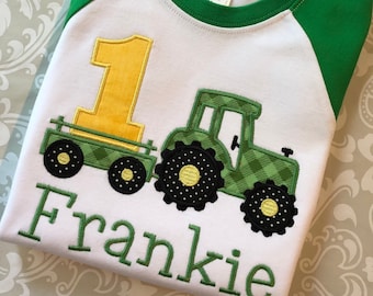Monogram tractor birthday raglan tee, farm birthday shirt, tractor birthday tee, boys birthday shirt, country boy birthday raglan tee shirt