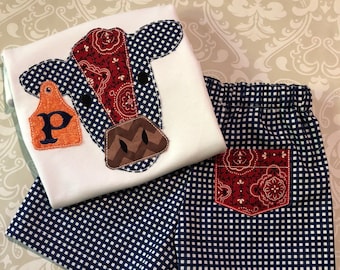 Patchwork cow applique monogram boys shorts outfit, boys cow shirt, boy summer shorts shirt set, boys applique apparel, toddler boy monogram