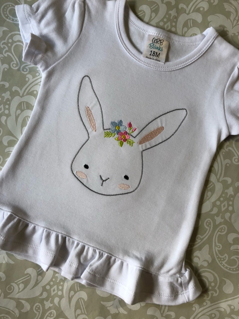 Girls Easter Outfit Embroidered Easter Ruffle Tee Shirt Etsy