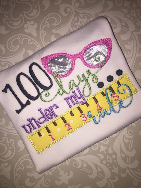 100 days school applique ruffle tee shirt for girls, 100 days of school shirt
