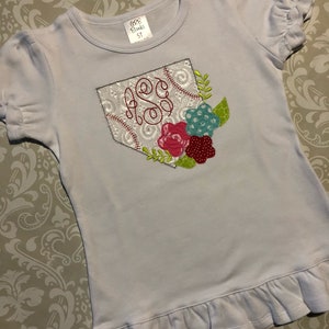 Girls Baseball Applique Short Set by Three Sisters