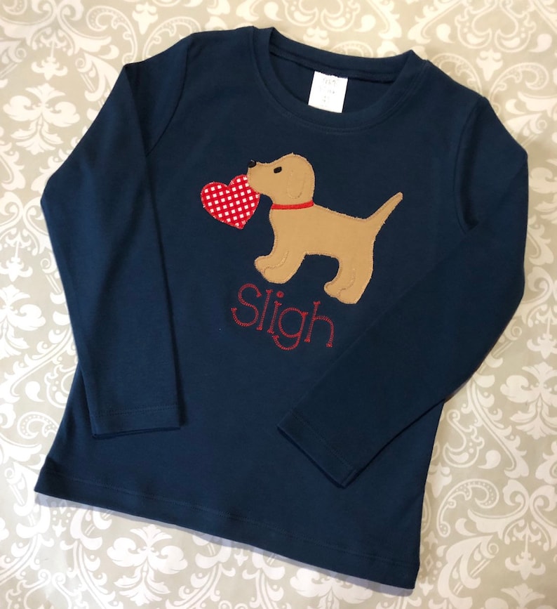 Claire & Charlie Boys Blue Striped Shirt - Dog with Valentine Heart main image 0