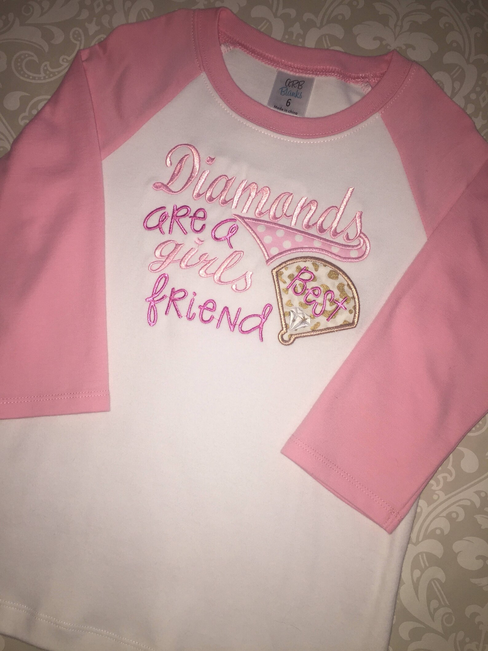 Baseball Diamonds Are a Girls Best Friend Applique Pink Raglan Etsy