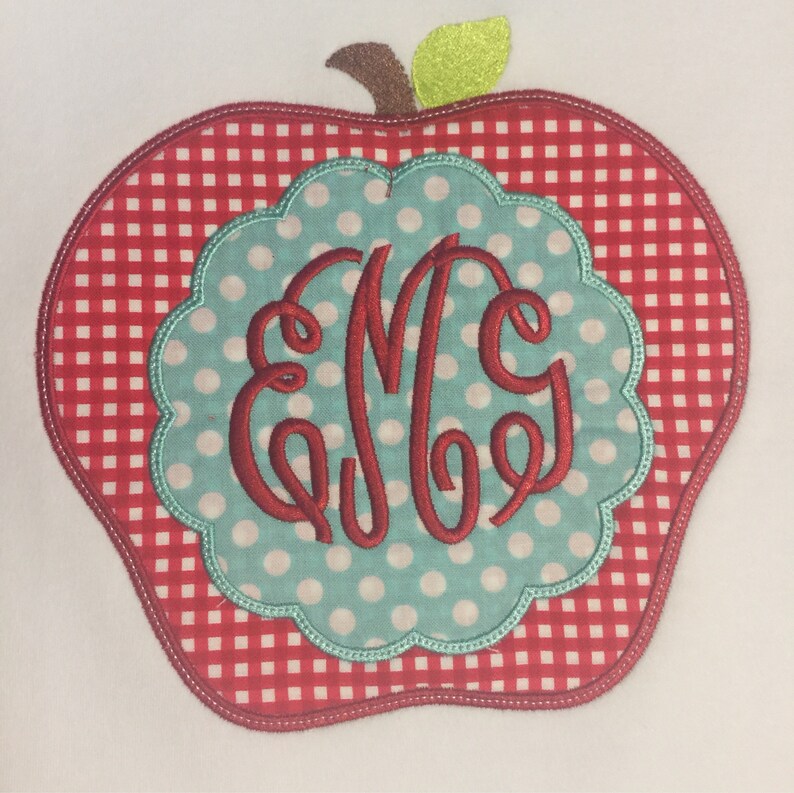 Boy Girl Back to School Apple Applique Monogrammed Shirt Twin - Etsy