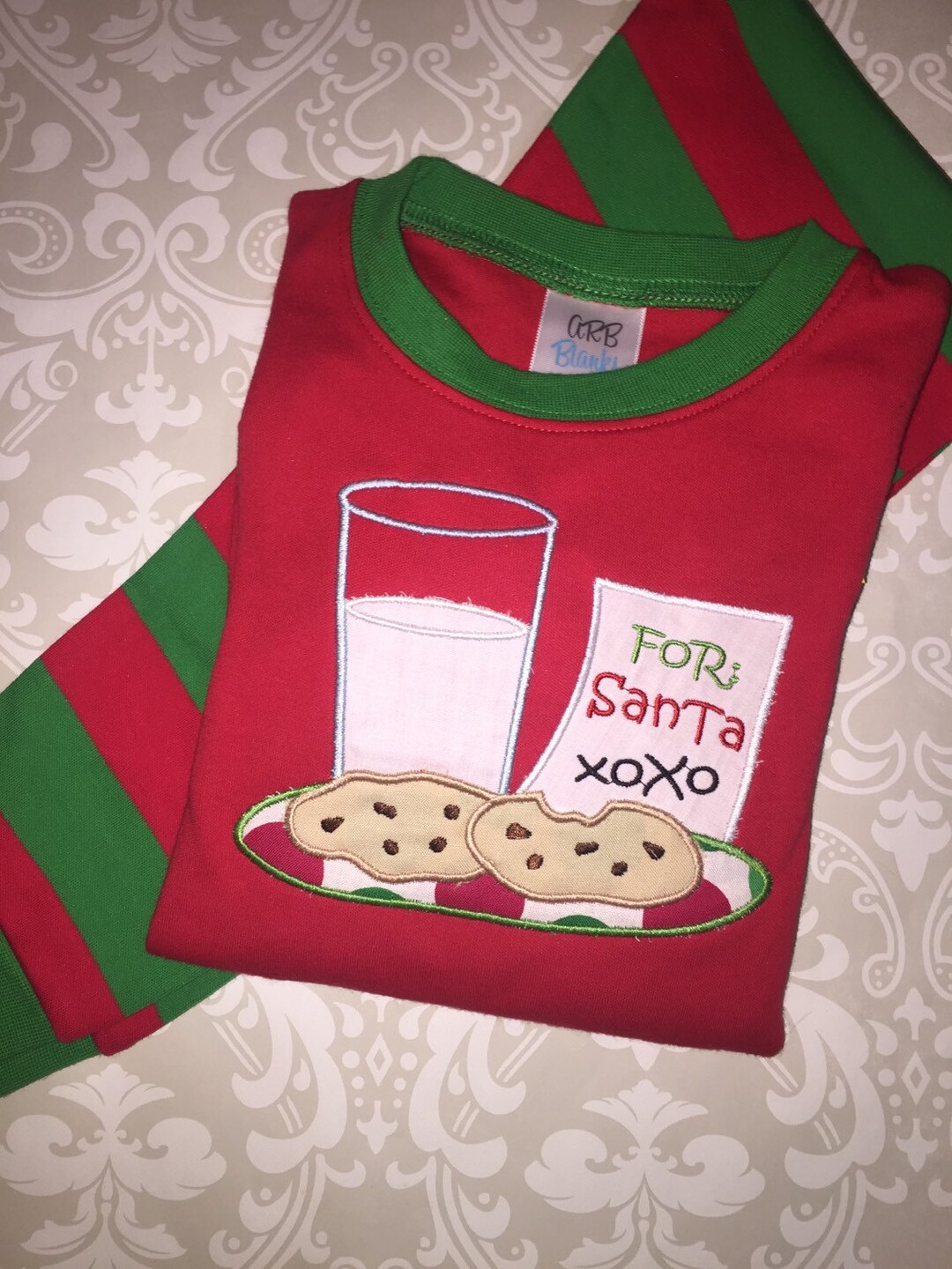 Christmas Pajamas With Applique Milk and Cookies for Santa and Childs