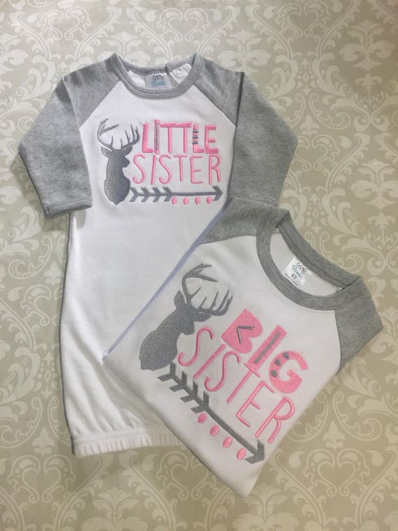 Little Sister Baby Raglan Gown Big Sister Raglan Tee Shirt | Etsy