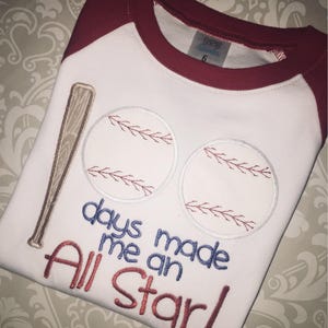 All star baseball 100 days of school raglan tee shirt, kids baseball shirt for 100 days of school, all star baseball applique for 100 days