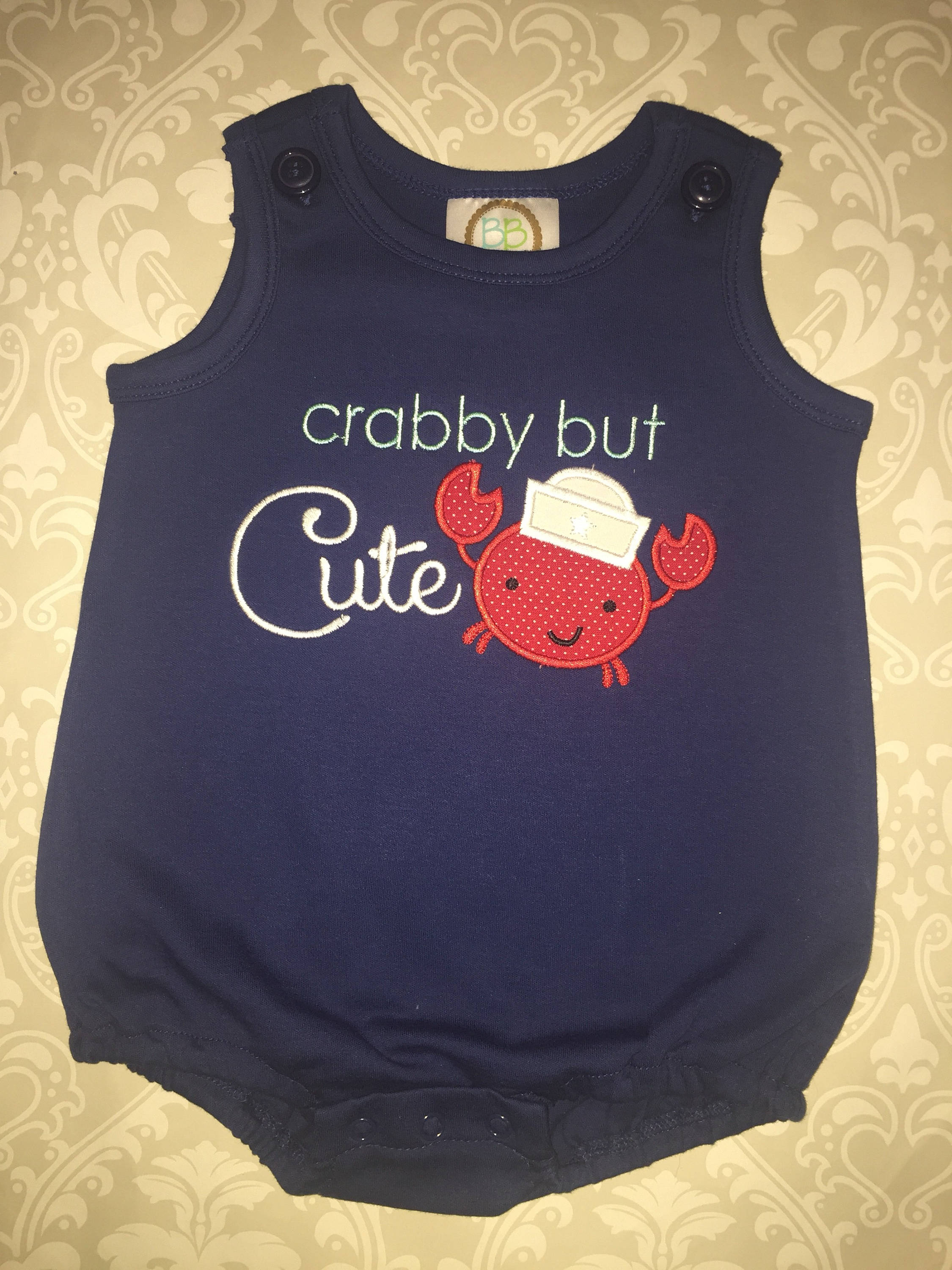 Crabby but cute applique baby bubble romper baby shower gift | Etsy