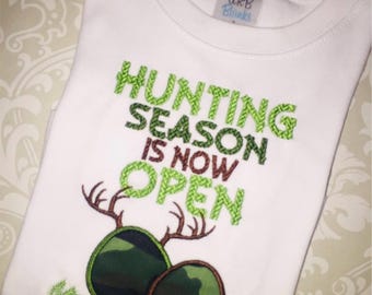 Hunting Season now open Easter egg camo applique tee shirt for boys,Easter boys egg hunt tee shirt, boys easter egg hunt camo applique shirt