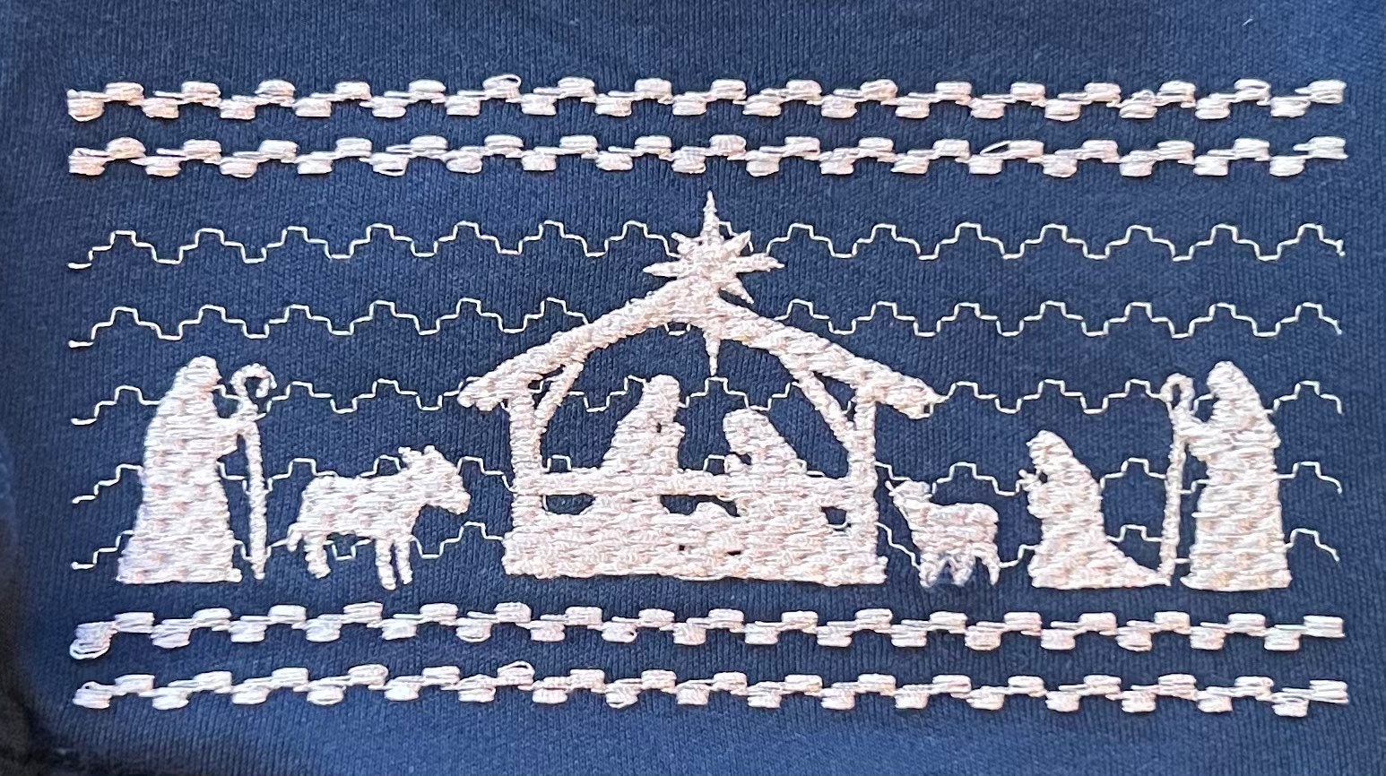 navy blue smocked nativity dress Navy Blue Nativity Smocked Christmas Dress