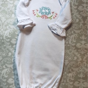 Monogram ruffle infant gown, personalized baby gown, baby shower gift, baby girl gown with monogram, baby girl gown with initials