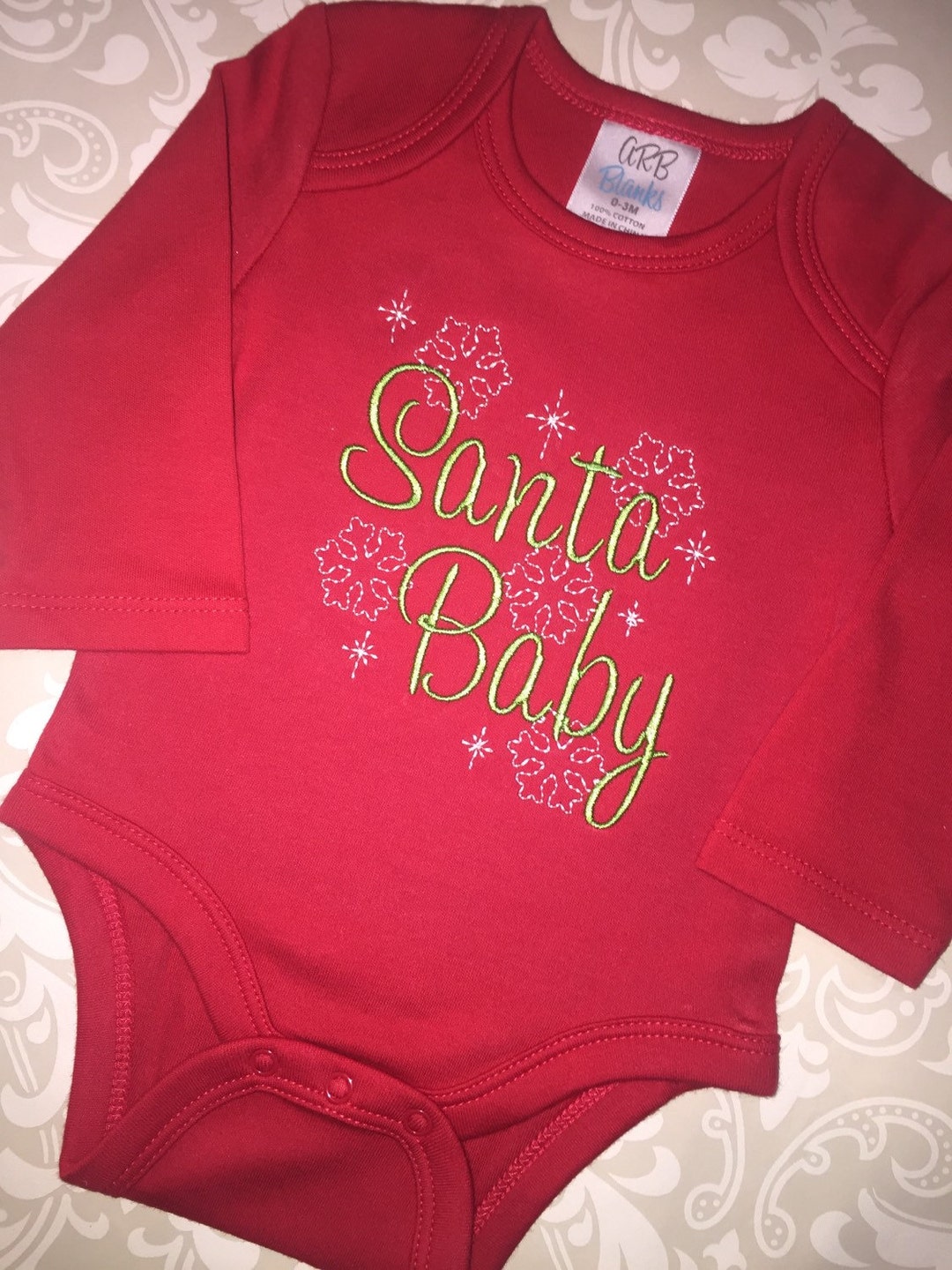 Christmas Santa Baby Bodysuit for Infants, Santa Baby Embroidered Red ...