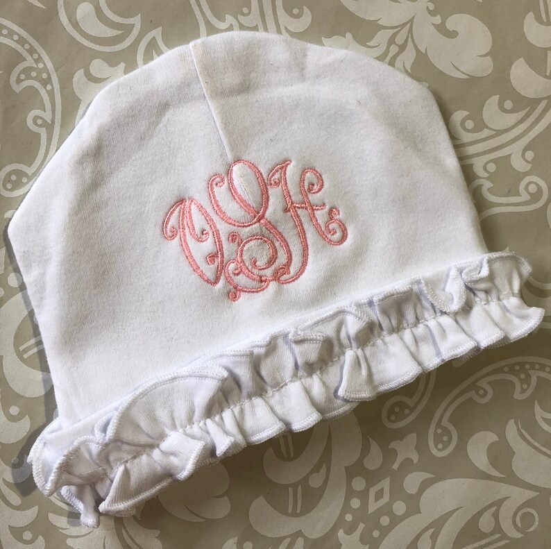 Monogram Ruffle Baby Gown and Hat Baby Girl Coming Home Etsy