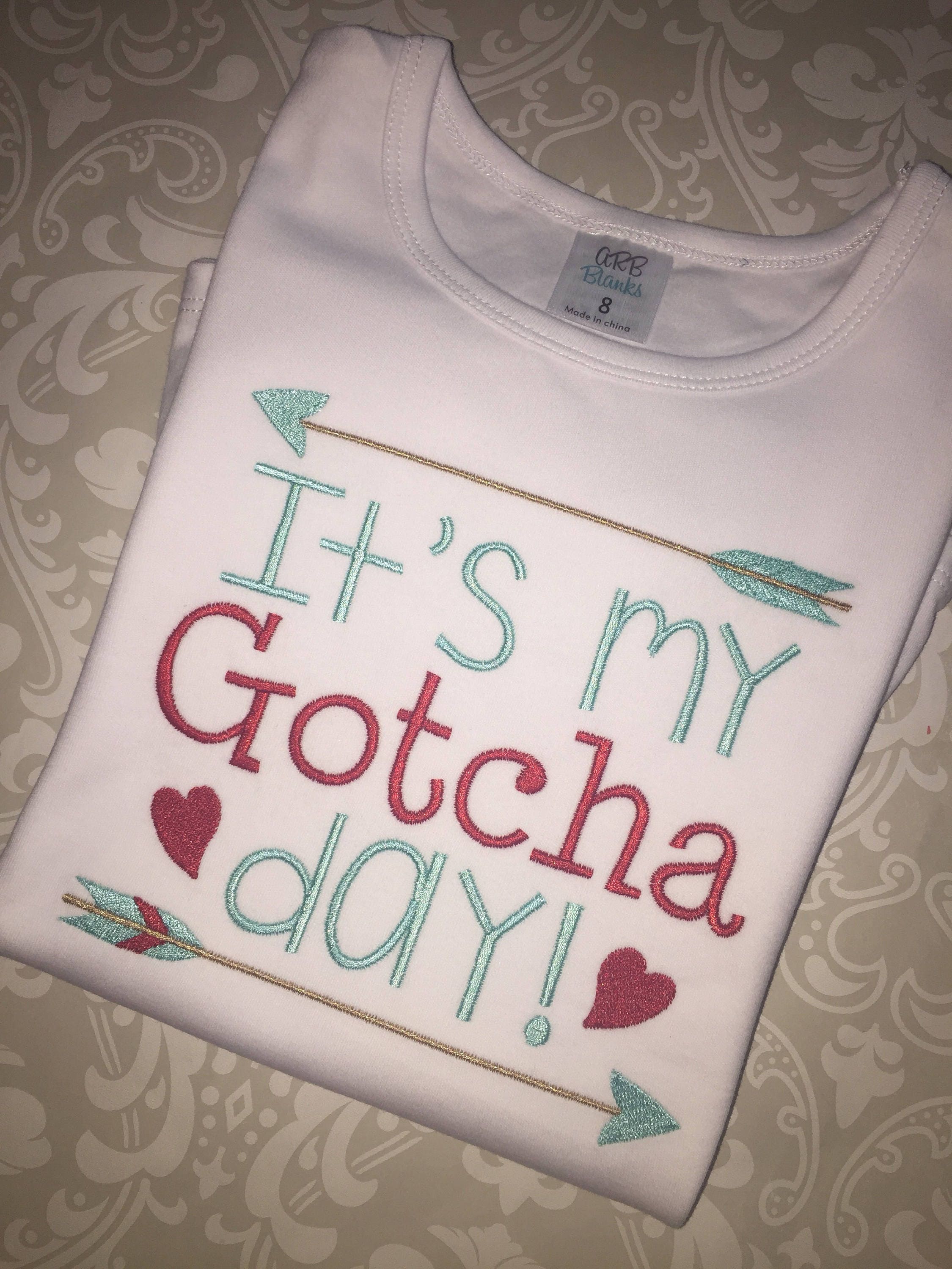 It's my gotcha day embroidered shirt, adoption tee, boy girl gotcha day adoption apparel, embroidered adoption shirt for kids, Gotcha day