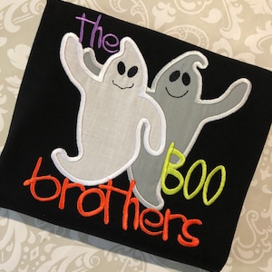 De boo brothers applique halloween tee, jongens ghost shirt, zwarte halloween tees, peuter halloween shirts, twin halloween tees, twin shirts