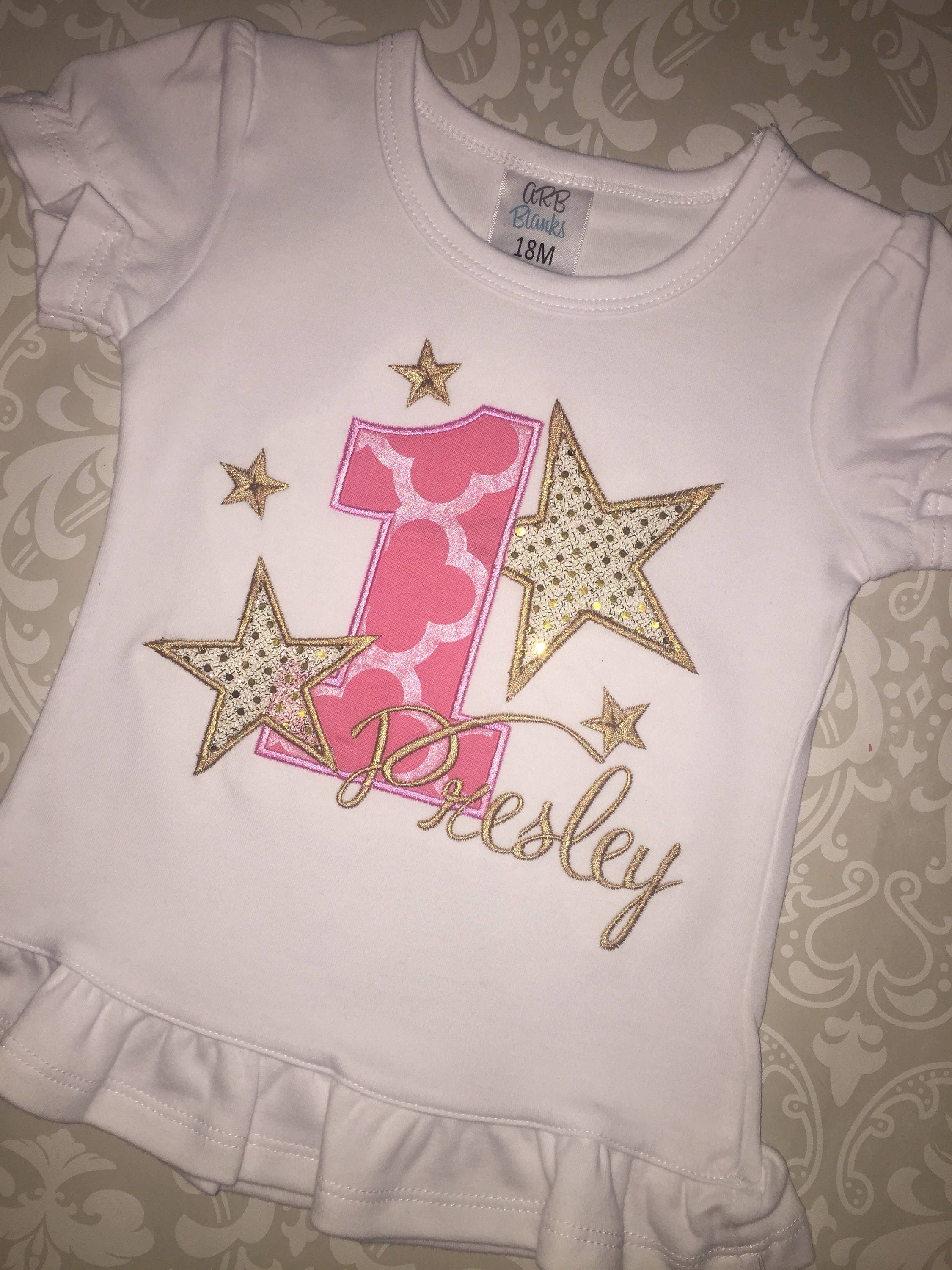 Twinkle Twinkle Little Star First Birthday Personalized Ruffle Tee