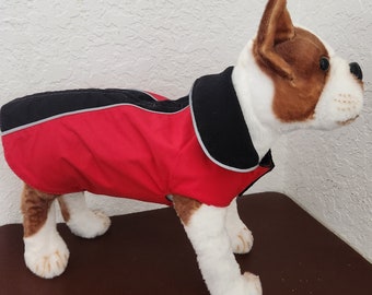 Waterproof Fleece Lined Dog Coat: Red & Black Winter Outerwear