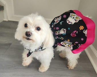 Frilly Dog Dress with Harness: Halloween & Spring Apparel