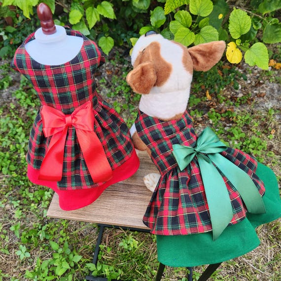 holiday pet dresses Festive Red Plaid Dog Dress main image 1