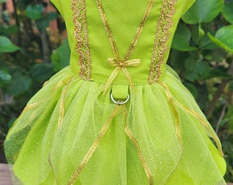 Fairy Princess Dog Dress: Green Tulle  Costume - Handmade