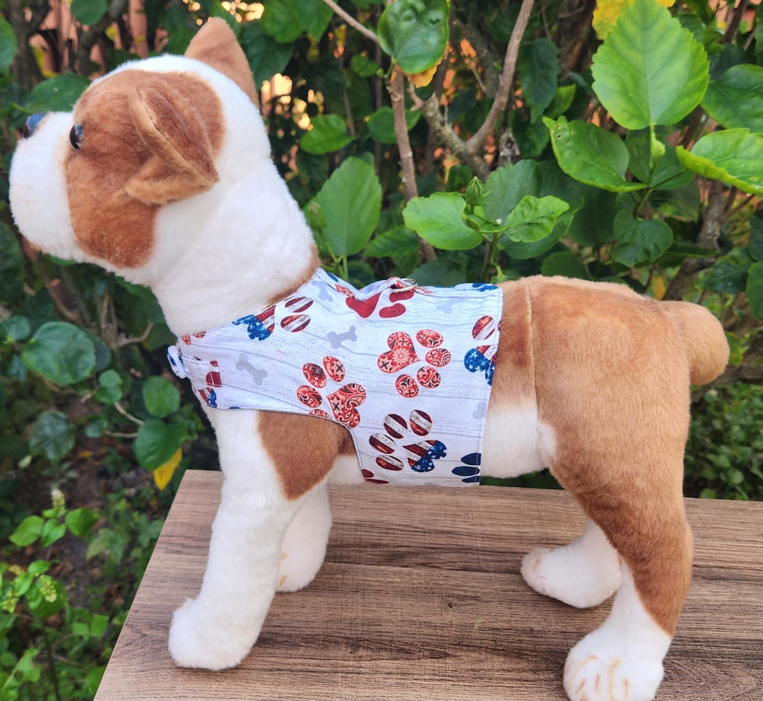 Patriotic Dog Harness USA Paw Print & Bone Design Handmade