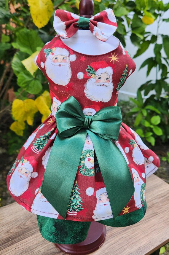 christmas dress with dogs on it Christmas Dress for Dogs with Santa Claus Print / Christmas Pet Suit