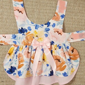 Floral Print Dress With Magenta Bow And Flowers (Colour And Design Of Flowers May Vary) - For Dogs, Cats And Puppies - Kitty And The Woof Gang