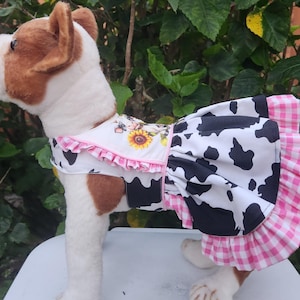 Cow Print Dog Dress - Adorable Clothes for Small Dogs - Funny Costume - Outfit - Adorable Pet Clothes
