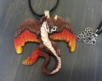 OOAK Fantasy Art Dragon Necklace Pendant