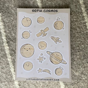 Sticker Sheet Planets Stars and Space Journaling Scapbook Stickers image 1