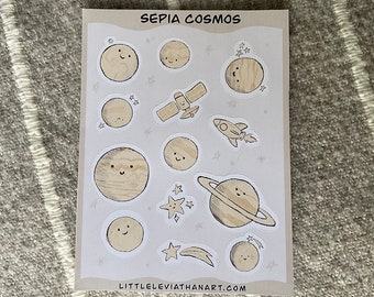 Sticker Sheet - Planets Stars and Space - Journaling Scapbook Stickers