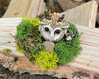 OOAK Fantasy Art Mini Owl Gryphon Critterling Sculpture Collectible