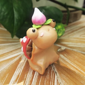 OOAK Fantasy Art Chibi Sporelith Snail Houseplant Figure Sculpture Decoration