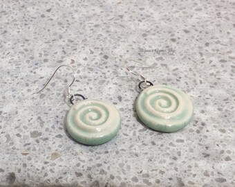 Earrings, Optic Illusion, Porcelain, Sterling Silver