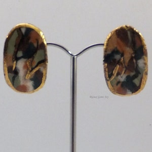 Terrain Earrings, Stud Earrings, Post Earrings, Curved Earrings, Polymer Clay, Resin, Enamels, Silver Plated Ear Wires image 1