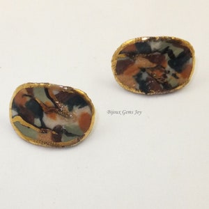 Terrain Earrings, Stud Earrings, Post Earrings, Curved Earrings, Polymer Clay, Resin, Enamels, Silver Plated Ear Wires image 7