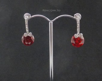 Crystal Drop Earrings, Cherry Bow Earrings, Clear Rhinestone Earrings, Classic Earrings, Glass Crystals, Swinging Earrings, Stainless Steel