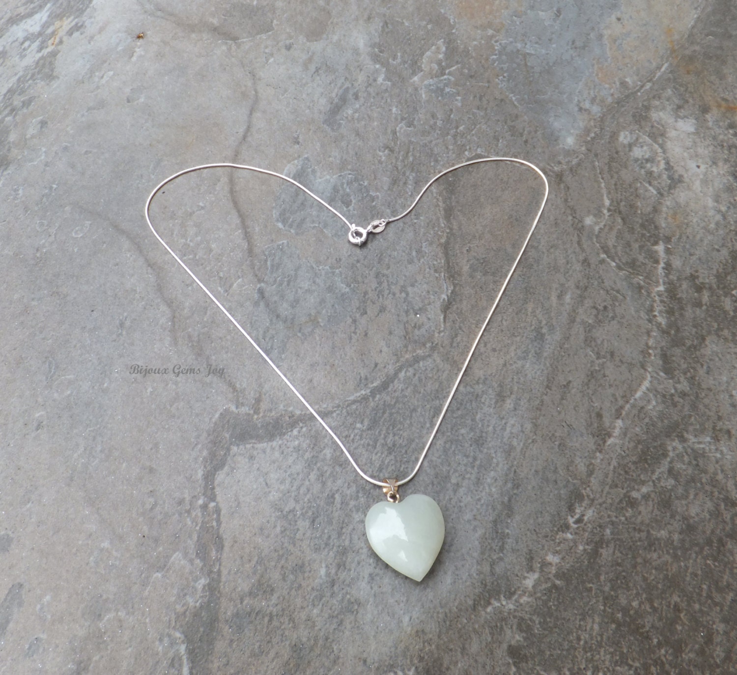 Heartful Pendant Jade Heart Sterling Silver Etsy Canada