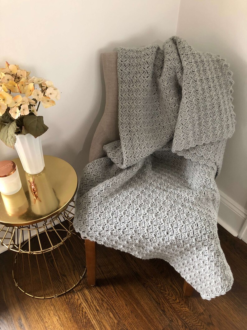 Handmade Neutral Knit Throw/blanket Grey Etsy