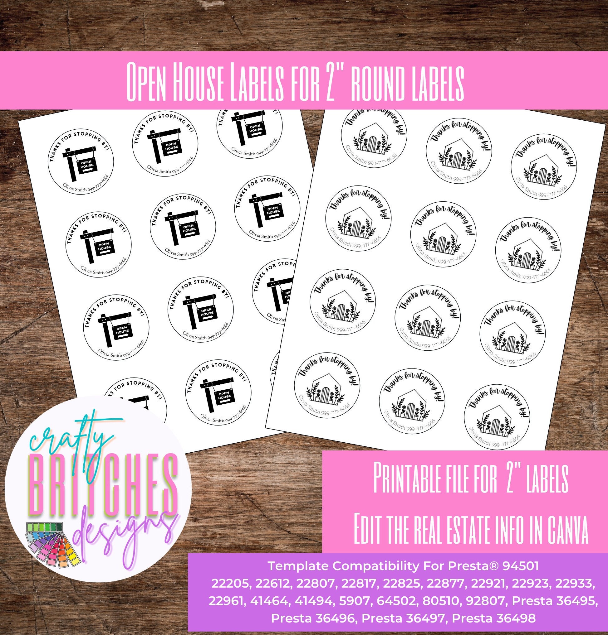 Thanks for Stopping By! 2" Round Open House Labels for Cookies, Treats and more!